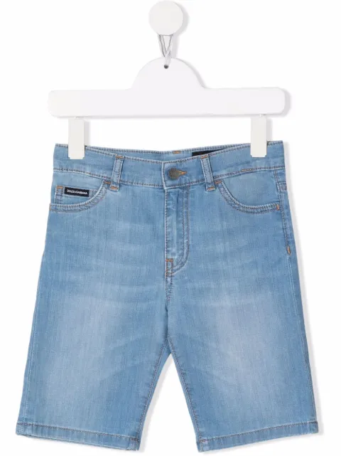 Dolce & Gabbana Kids Jeans-Shorts mit Logo-Patch