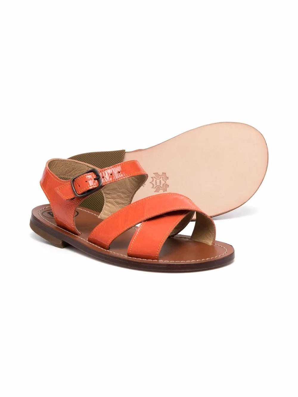 Shop Pèpè Crossover-strap Sandals In Orange