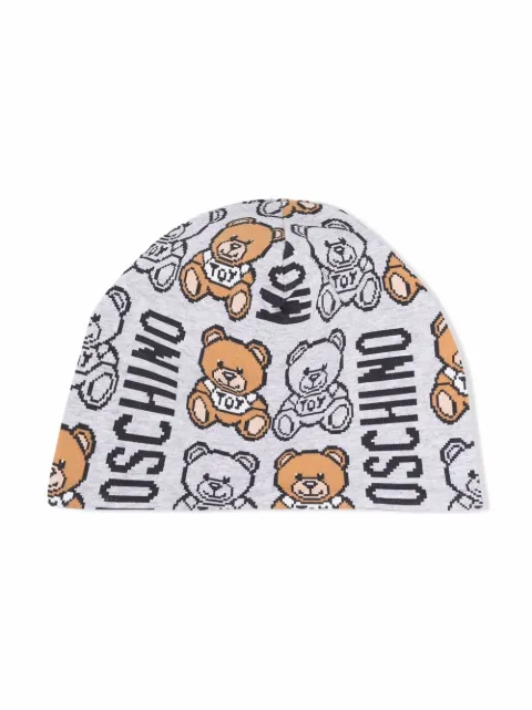 Moschino Kids طاقية قطن بنقش تيدي