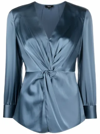 Theory Satin Twisted Blouse - Farfetch
