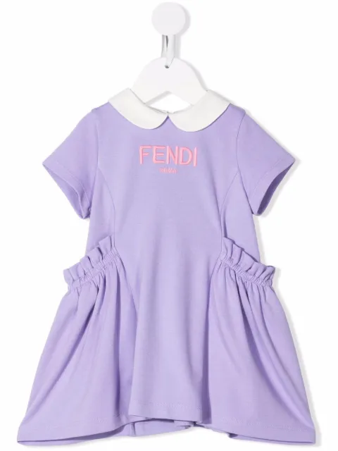 Fendi Kids vestido acampanado con logo bordado