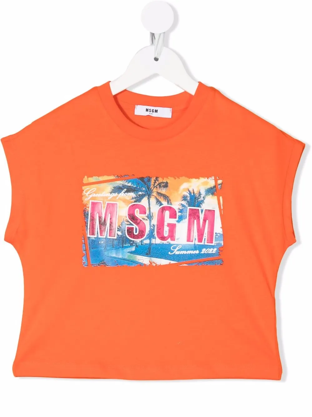 

MSGM Kids camiseta con logo estampado - Naranja