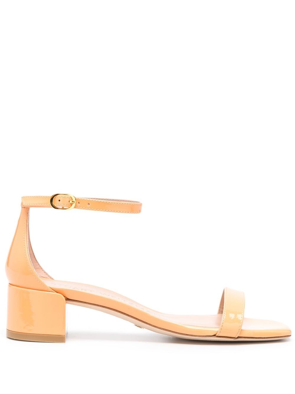 Shop Stuart Weitzman Nudist Curve Patent Sandals In Orange