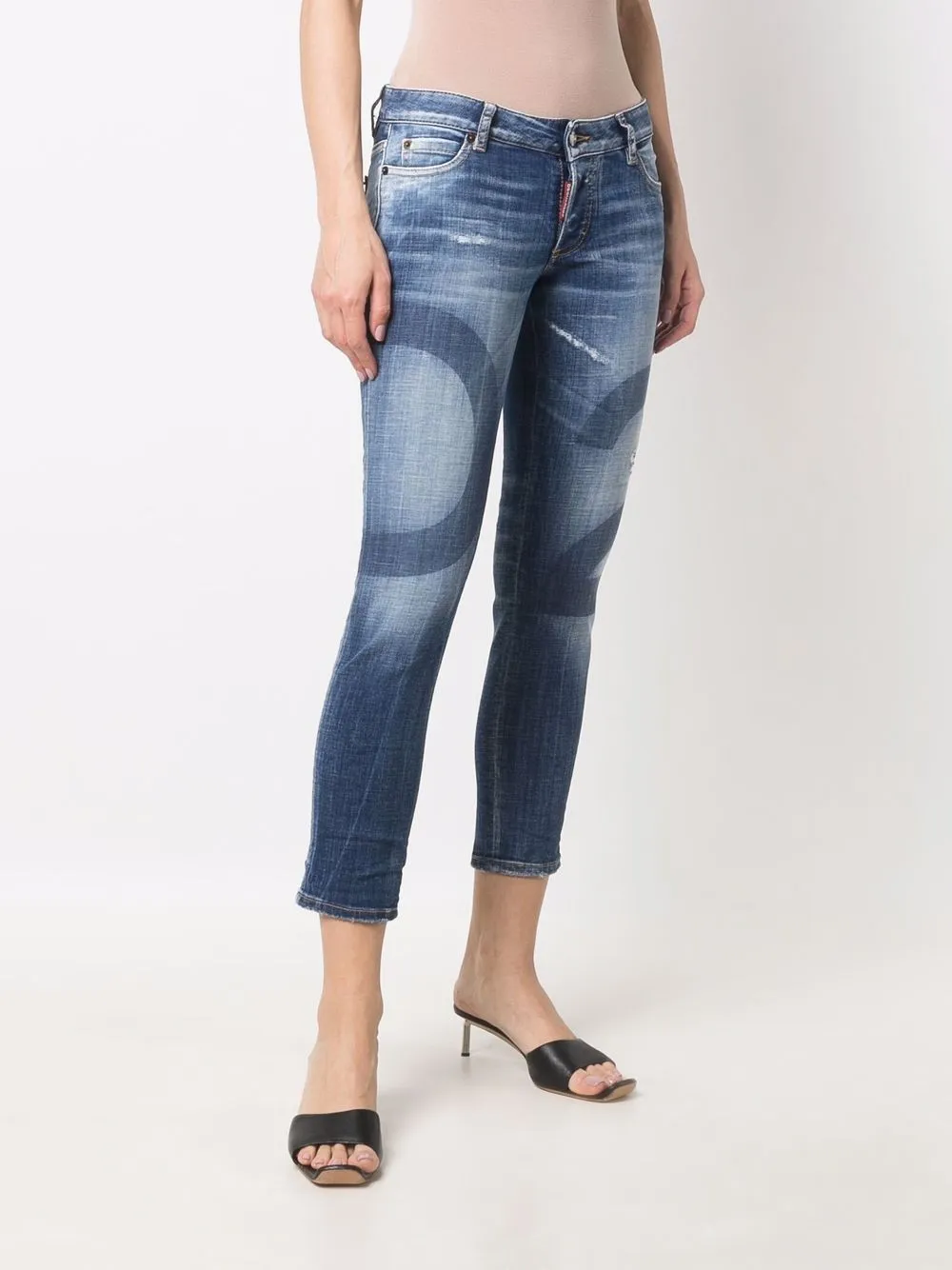  Dsquared2 Cropped Jeans Mit Logo   Blau 