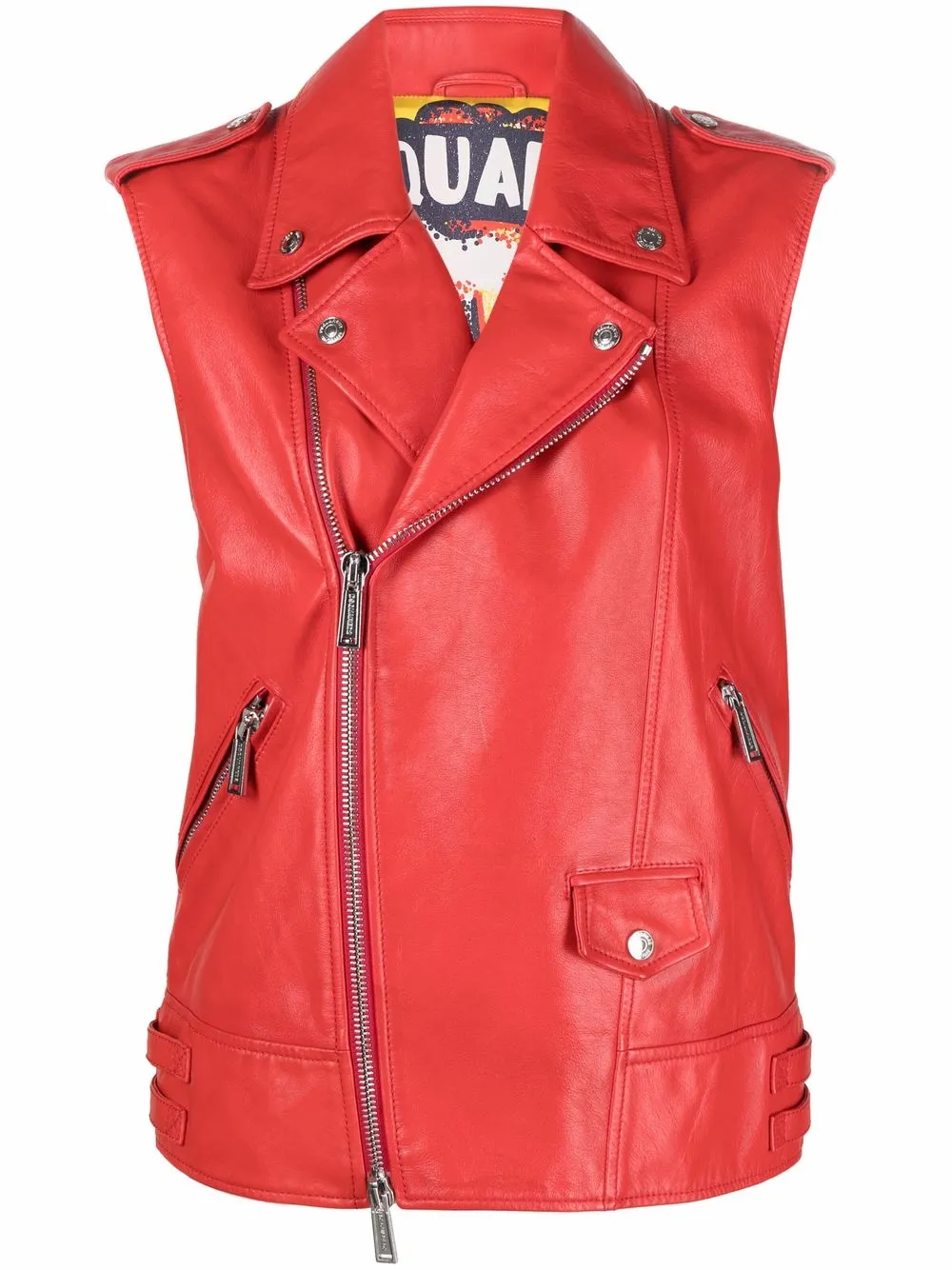 

Dsquared2 chamarra biker sin mangas - Rojo