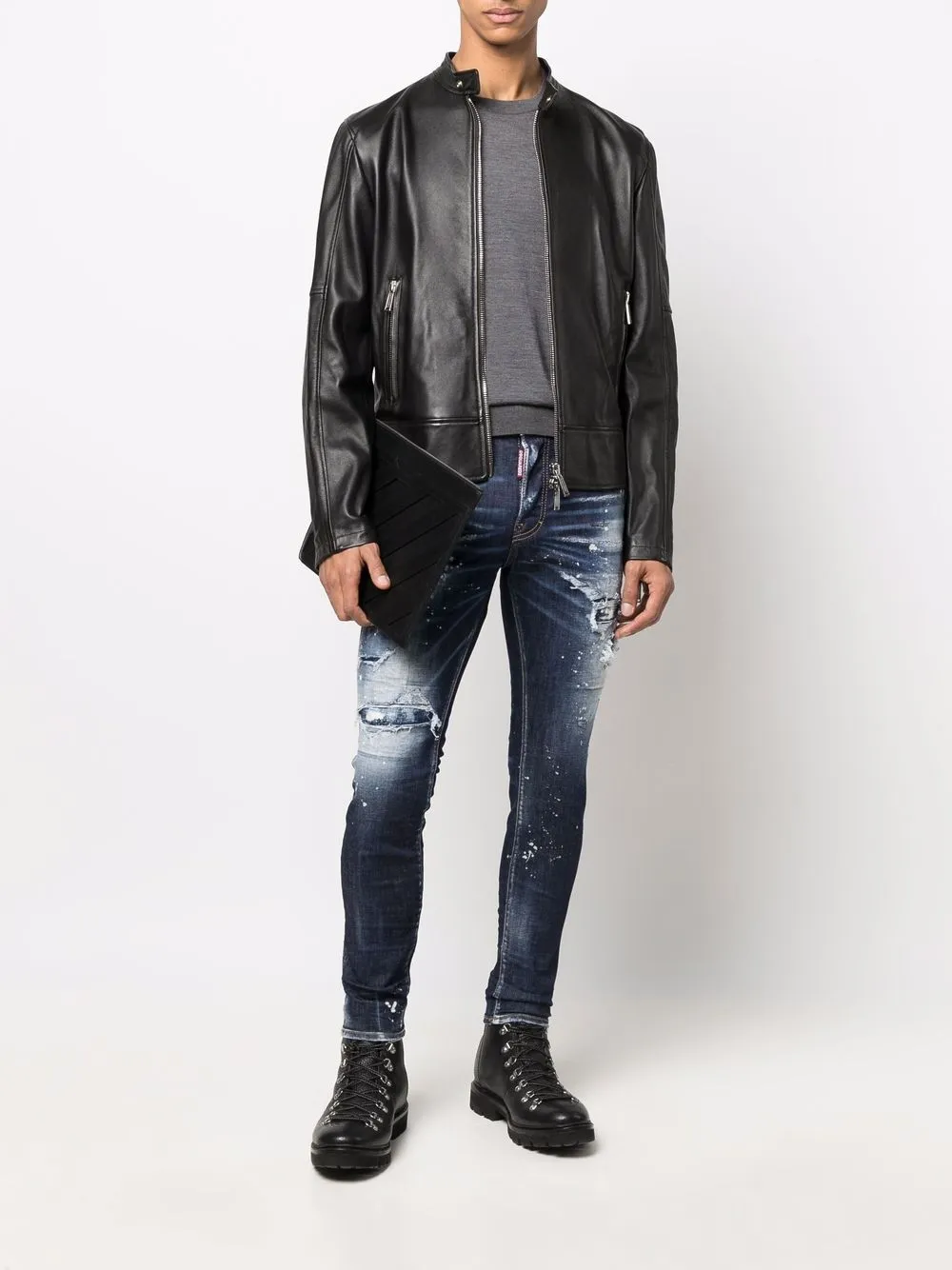 Dsquared2 Leren jack - Zwart