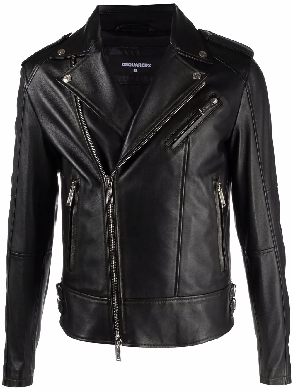 Shop Dsquared2 Leather Biker Jacket In Black