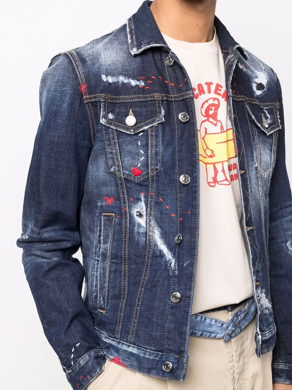 Dsquared2 Paintsplatter Denim Jacket In Blue ModeSens