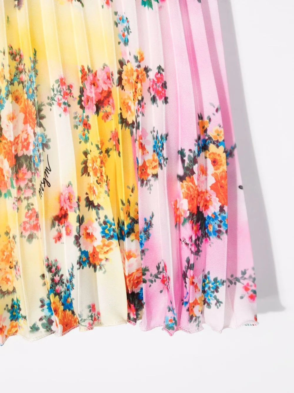  Msgm Kids Faltenrock Mit Blumen Print   Rosa 