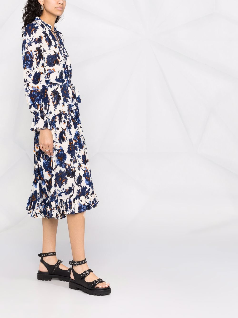 фото Dvf diane von furstenberg floral-print ruffle-trim dress