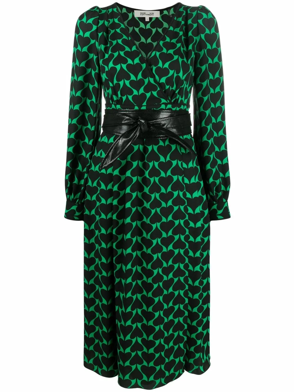 

DVF Diane von Furstenberg vestido midi con motivo Heart Trail - Verde