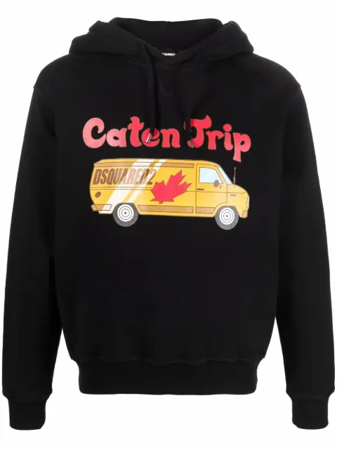 van-print cotton hoodie