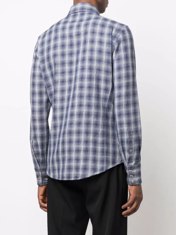TOM FORD blue checked long-sleeve shirt 