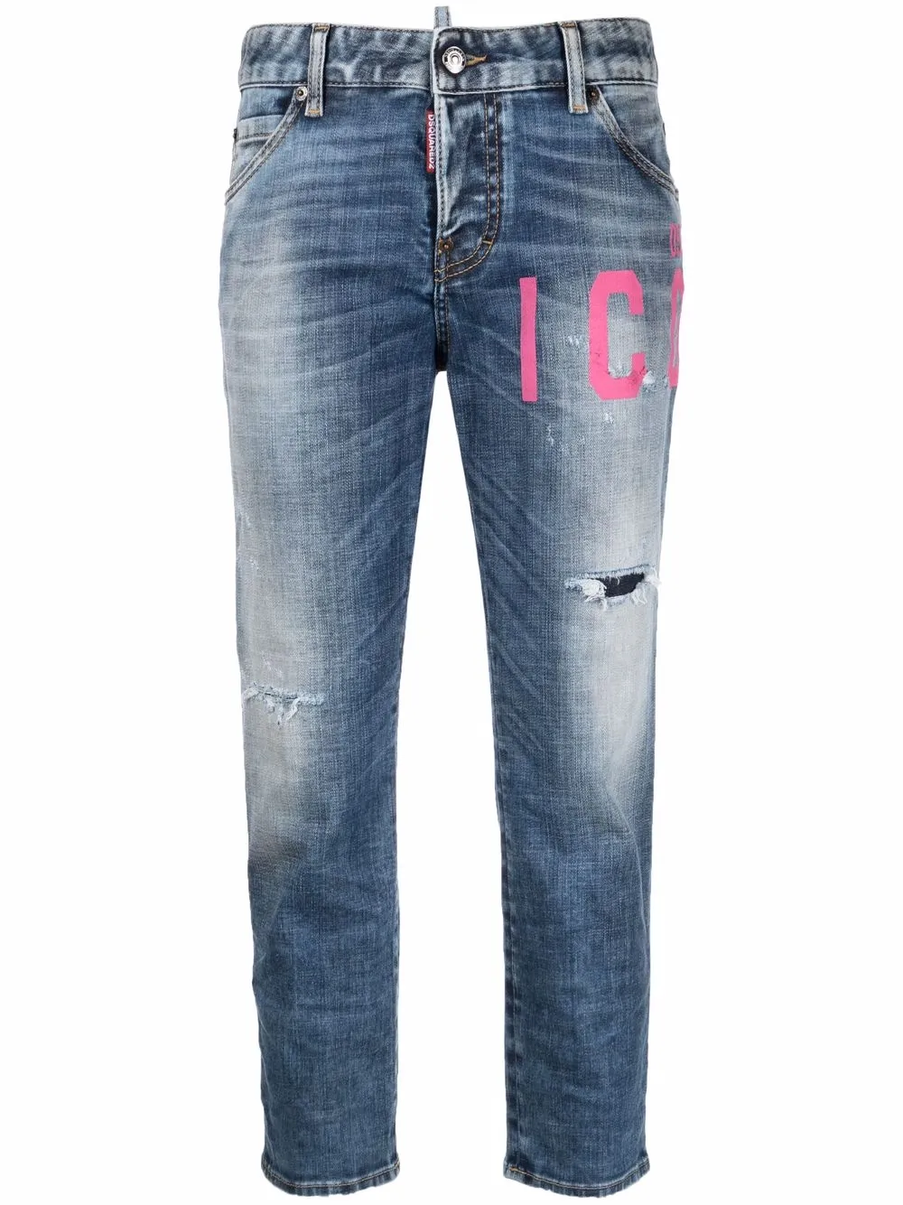 

Dsquared2 jeans rectos con estampado Icon - Azul