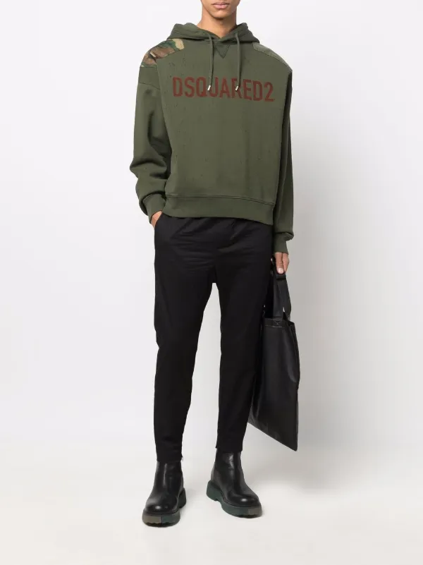 パーカー・フーディ Dsquared2 Graphic-Print Verde Cotton Hoodie DSQUARED2 graphic-print Cotton Hoodie | Green | FARFETCH
