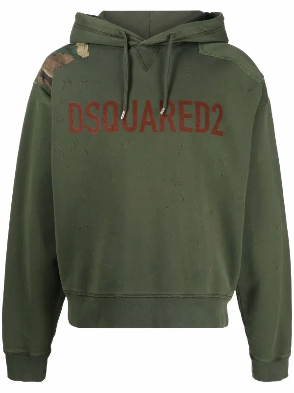 パーカー・フーディ Dsquared2 Graphic-Print Verde Cotton Hoodie DSQUARED2 graphic-print Cotton Hoodie | Green | FARFETCH