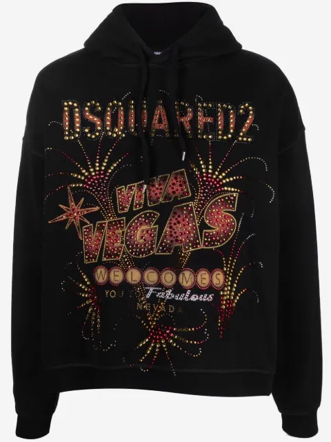 DSQUARED2 Las Vegas print cotton hoodie
