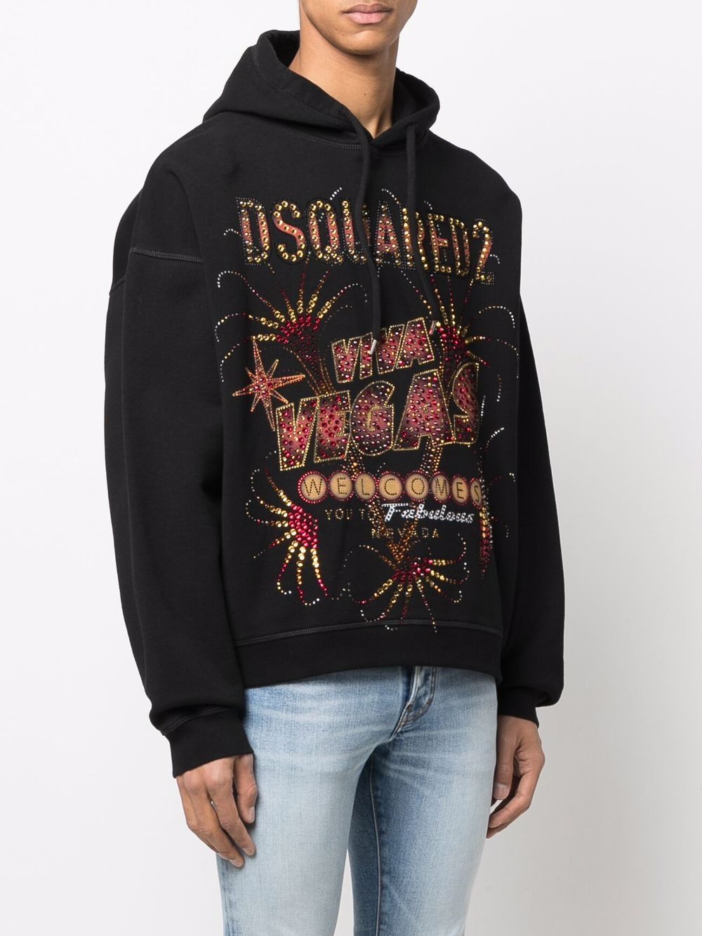 Affordable DSQUARED2 Las Vegas print cotton hoodie Men