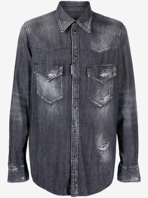 DSQUARED2 camisa de mezclilla con efecto lavado