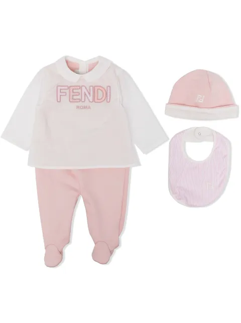 Fendi Kids logo-print baby grow set