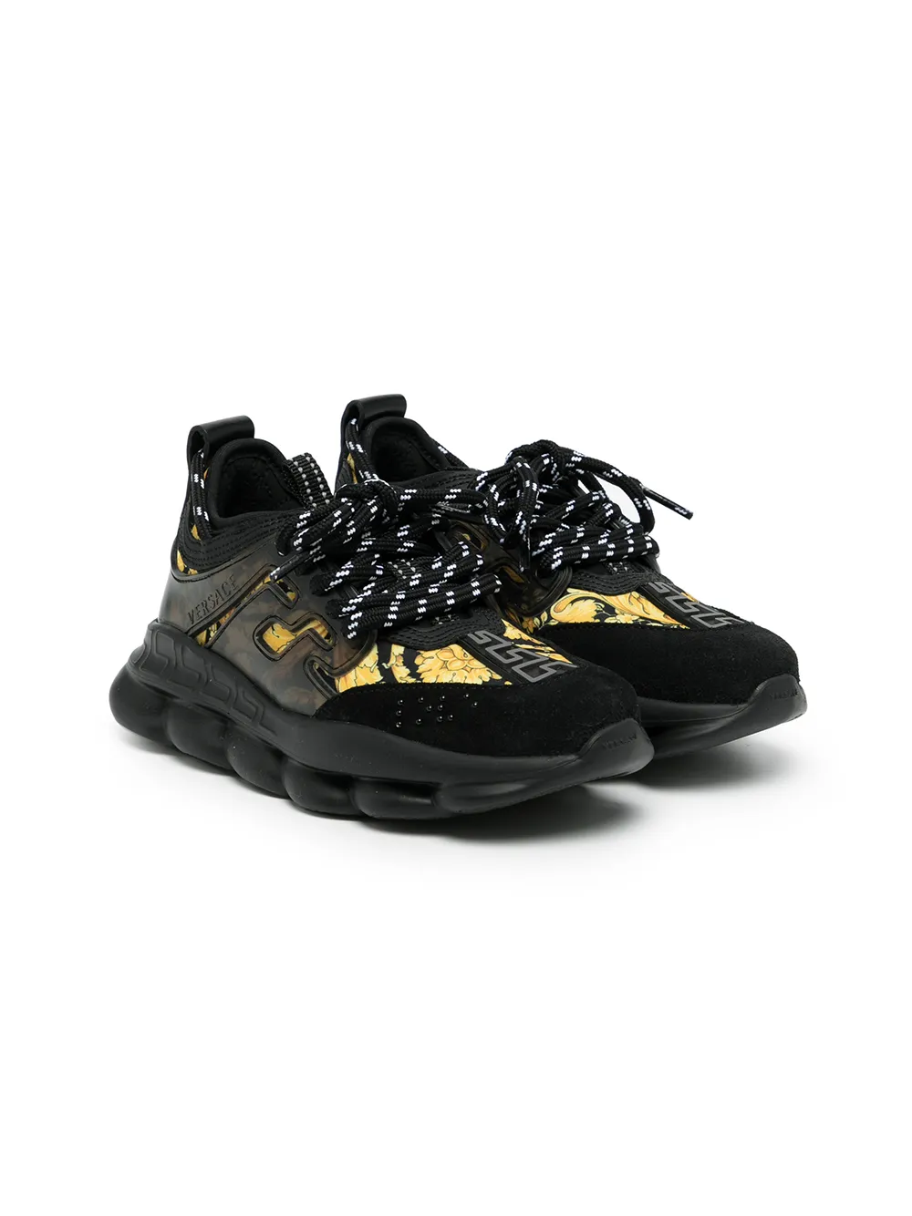 

Versace Kids tenis con logo estampado - Negro