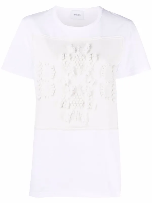 エンブロイダリーロゴＴシャツ　カシミヤ　BARRIE Barrie Bロゴ Tシャツ | ホワイト | FARFETCH JP