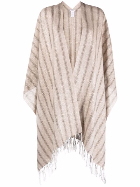 Brunello Cucinelli striped linen-blend poncho Women