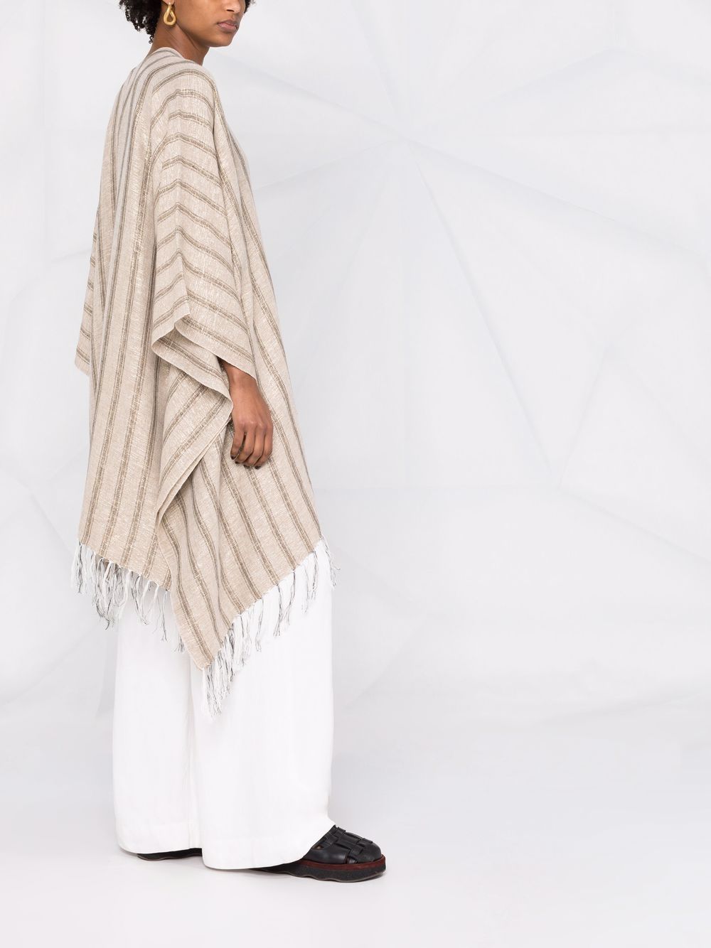 How to shop Brunello Cucinelli striped linen-blend poncho Women