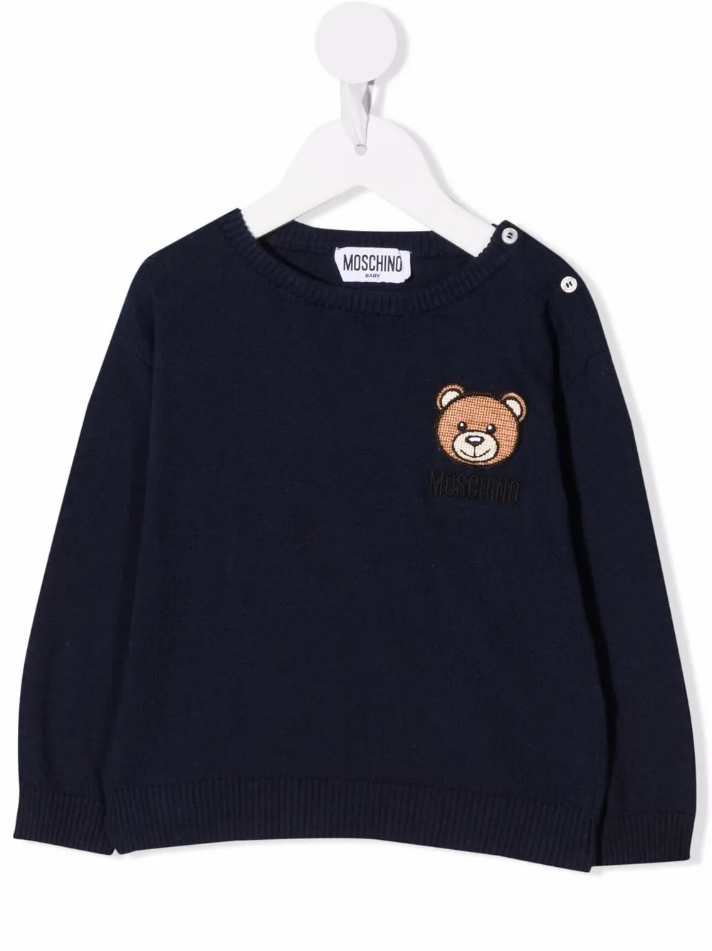 

Moschino Kids logo-patch knitted jumper - Blue