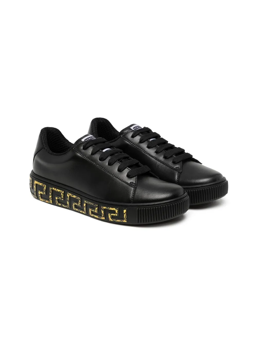 

Versace Kids tenis bajos con detalle Greca - Negro