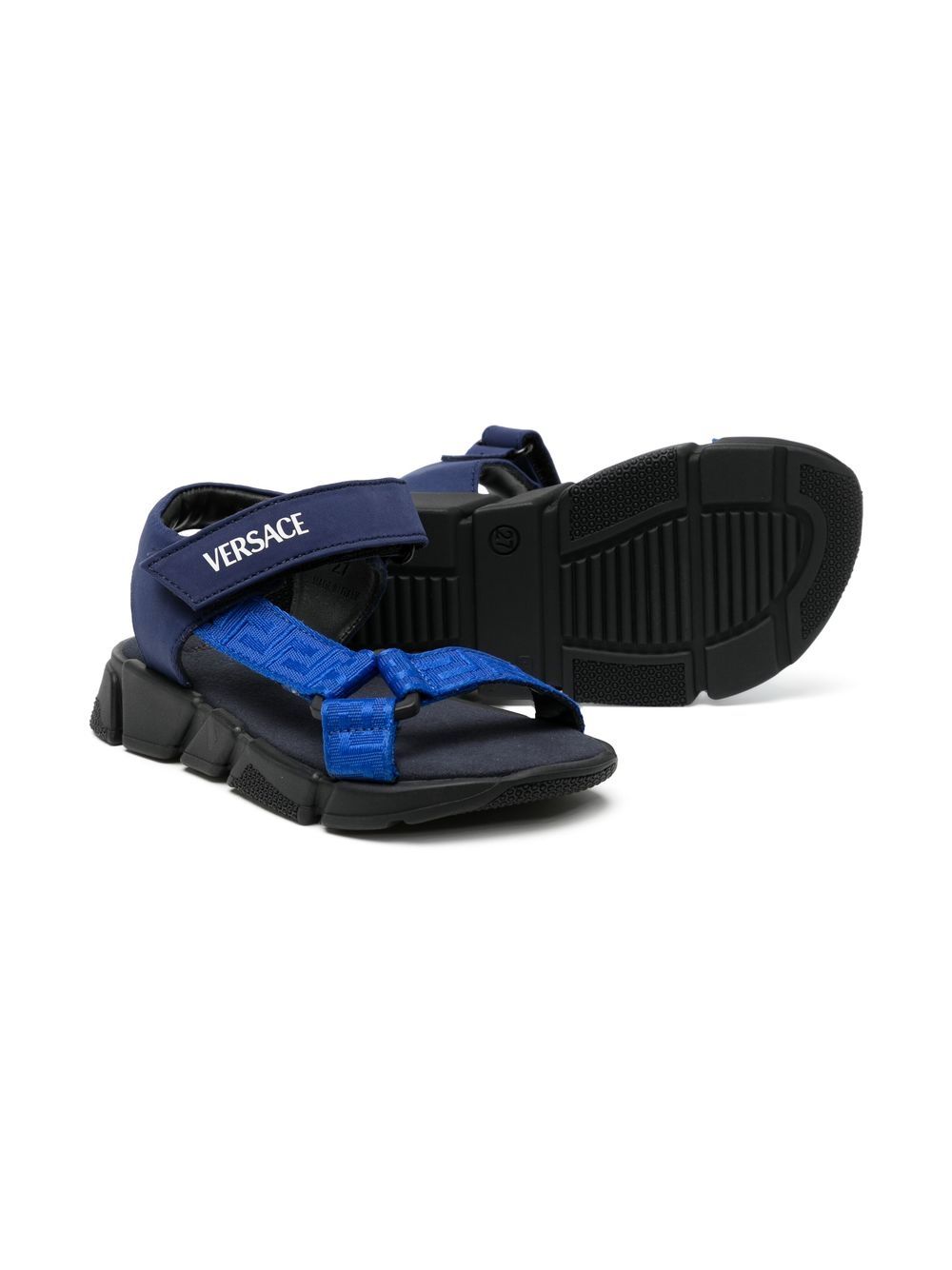 Versace Kids Greca sandalen met klittenband - Blauw