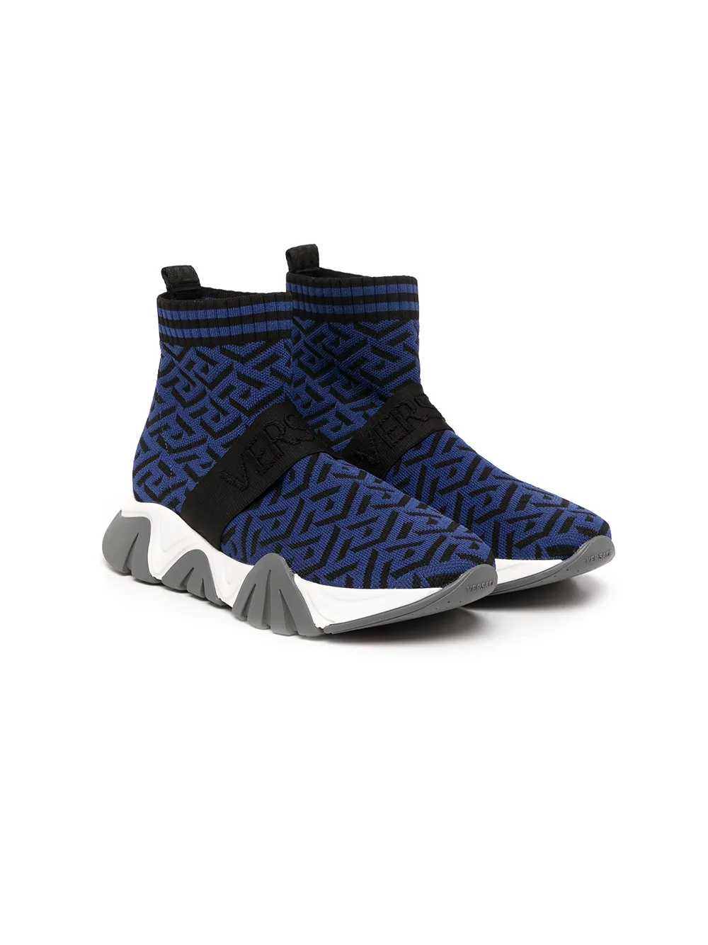 

Versace Kids tenis tejidos La Greca - Azul
