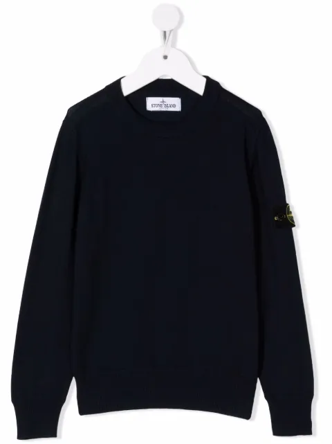Stone Island Junior كنزة منسوجة بشارة شعار الماركة