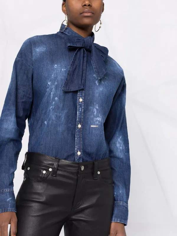 Dsquared2 pussy-bow Denim Shirt - Farfetch