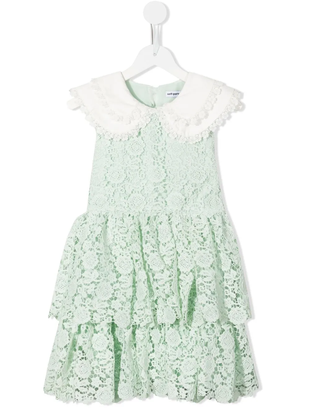 

Self-Portrait Kids vestido sin mangas con ribete de encaje - Verde