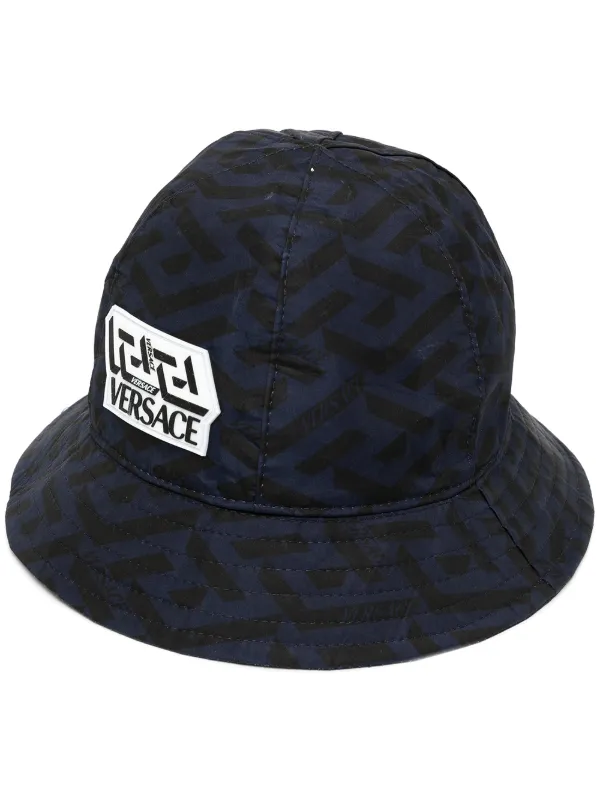 Shop Versace Kids logo-patch bucket hat 