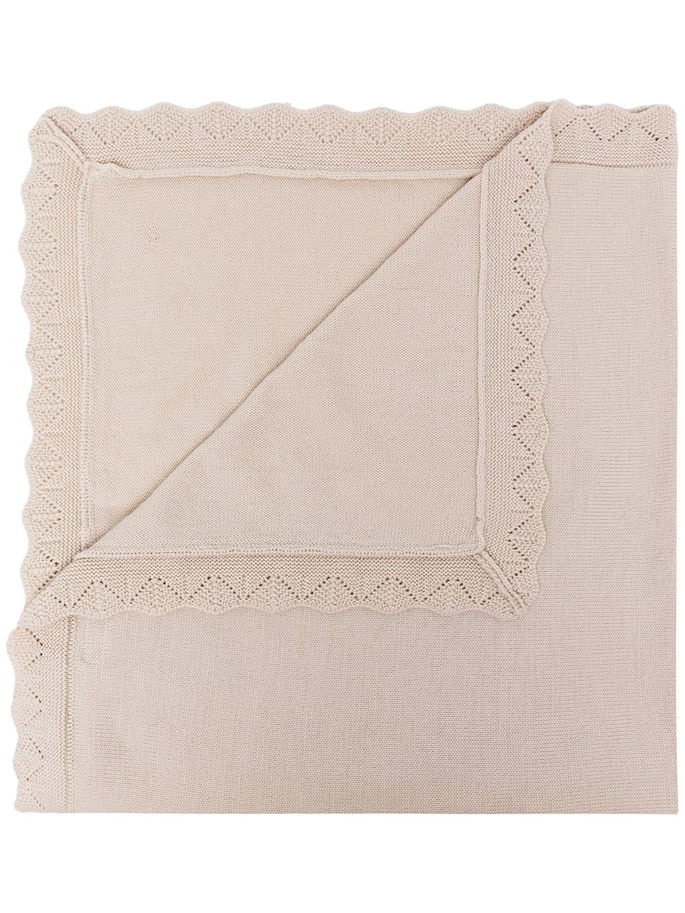 Tartine Et Chocolat zigzag-trim fine-knit blanket - Neutrals