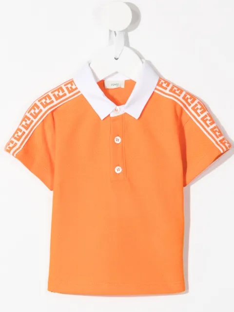 Fendi Kids Camisa polo de algodão com acabamento FF 