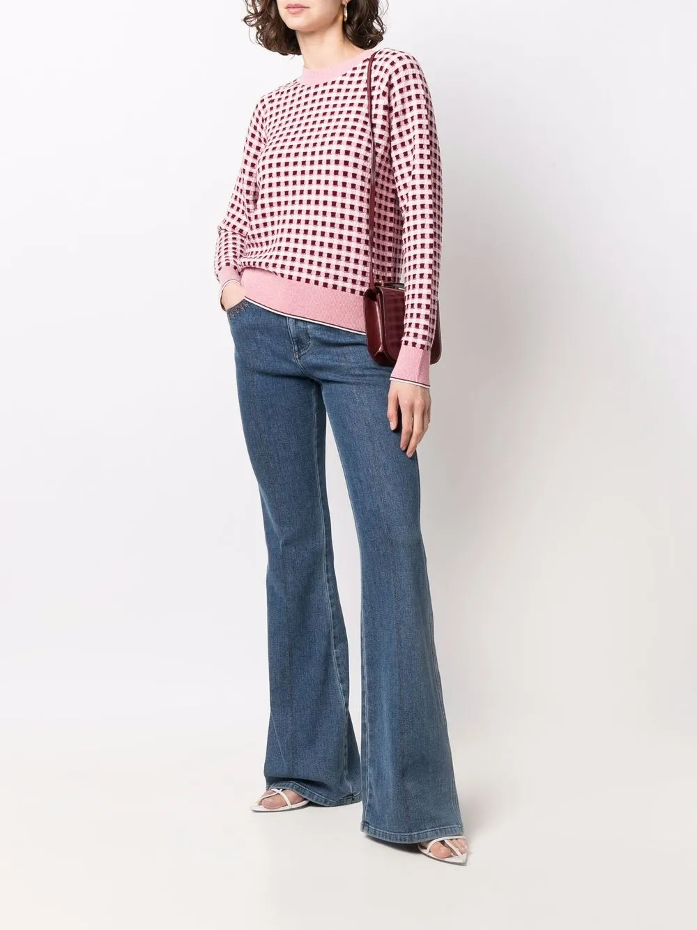 Barrie Trui met gingham ruit - Roze