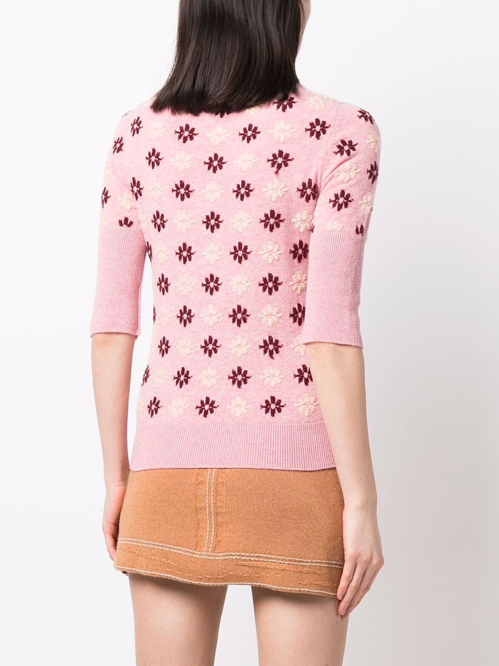 Shop Barrie floral-print intarsia-knit cashmere top with Express ...