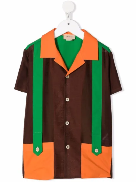 Gucci Kids strap-detail jacquard shirt