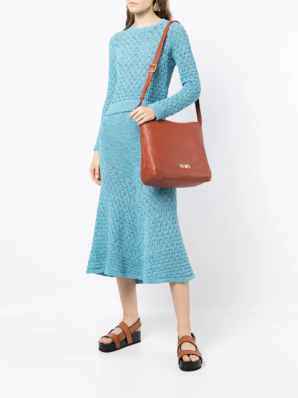 Yu Mei Braidy leren crossbodytas - Bruin