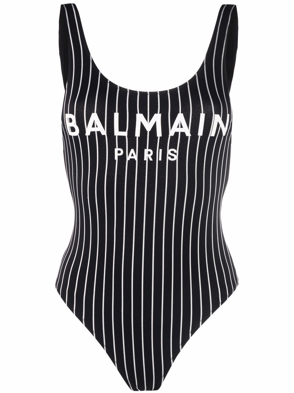 фото Balmain купальник в полоску с логотипом