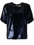 Yves Salomon sequin embellished T-shirt - Blue