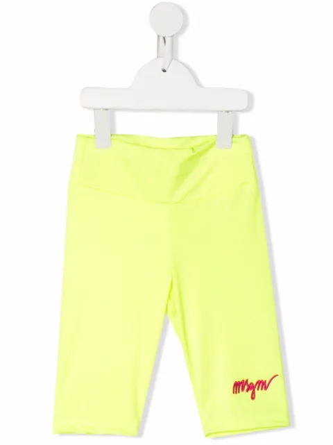 MSGM Kids logo embroidered leggings
