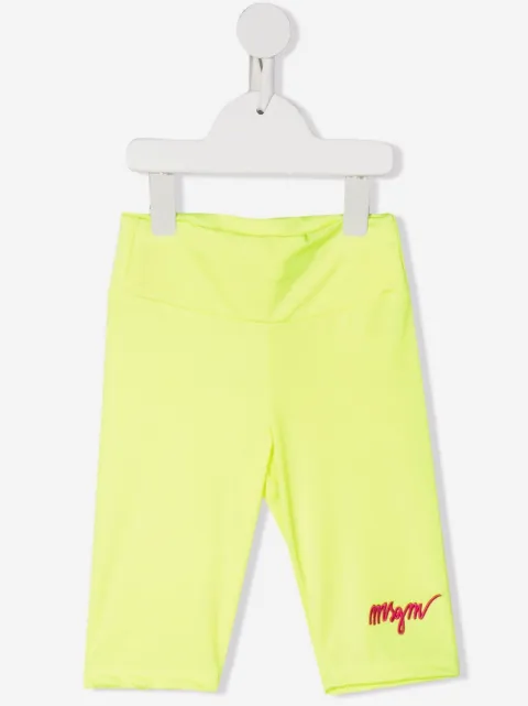 MSGM Kids logo embroidered leggings