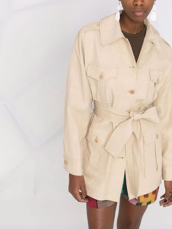 belted short trench jacket