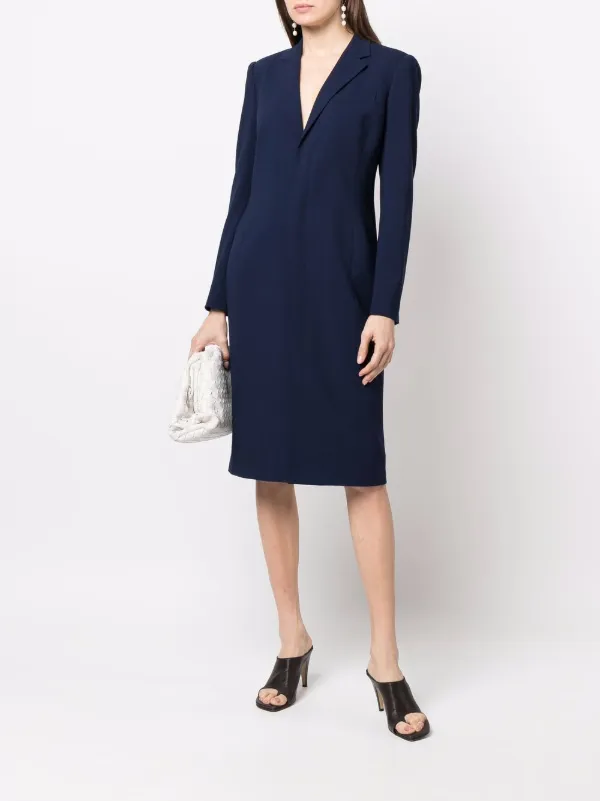 Ralph Lauren Collection Kailyn long sleeve blazer dress women Wool Cupro Spandex Elastane Spandex Elastane 10 Blue