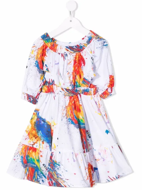 MSGM Kids paint-splatter logo dress