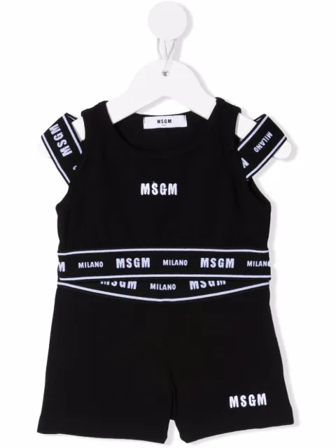 Msgm Kids طقم قطعتين مزين بشريط شعار الماركة